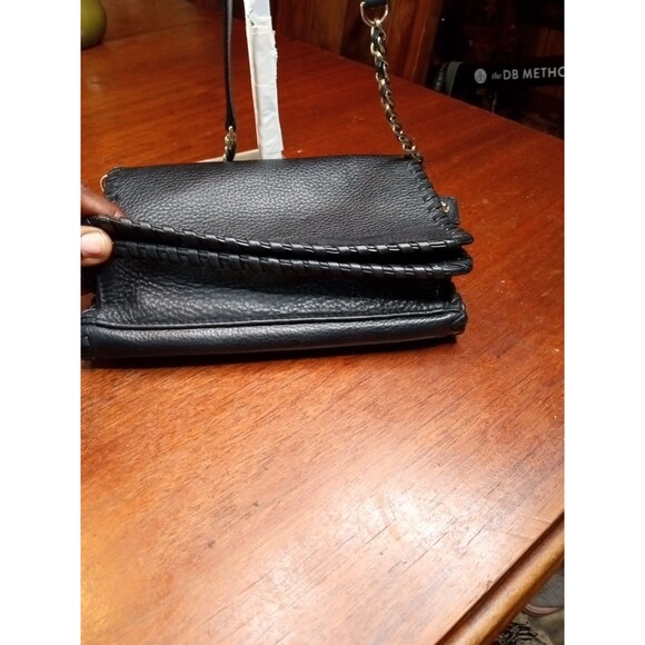 Tory Burch Marion Combo Black Leather Whipstitch Crossbody Bag W Gold Details - Picture 13 of 13